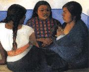 Diego Rivera The Three women and Child oil painting artist